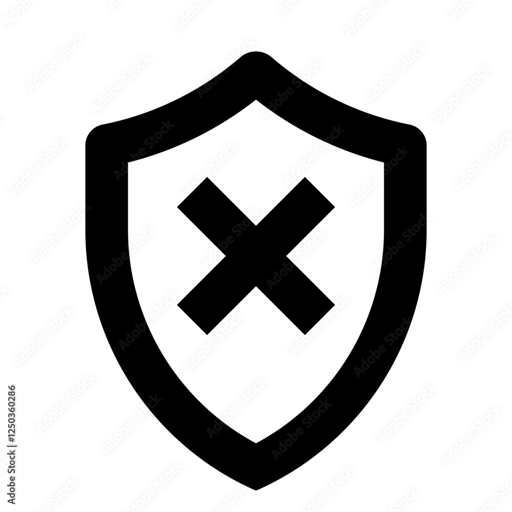 Obraz premium Shield with X - Simple Minimalist Icon