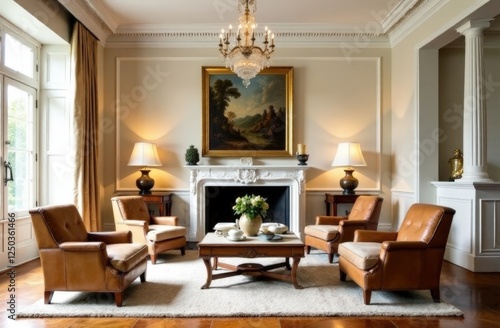 Wallpaper Mural cozy living room with a sofa in a classic style, with paintings on the wall Torontodigital.ca