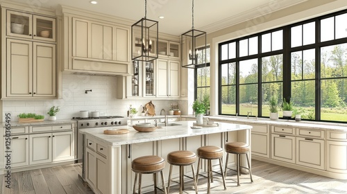 Elegant Farmhouse Kitchen: A Blend of Style, Comfort, and Natural Light