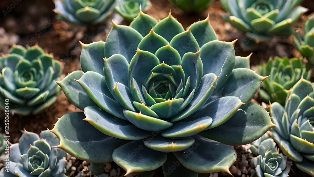 Stunning Succulents Close Up Green Blue Thorned Leaves Stunning Succulents Close Up Green Blue Thorned Leaves
