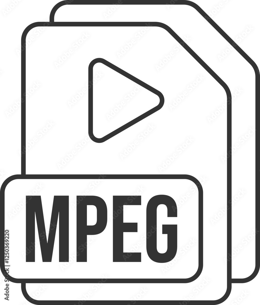 MPEG File Format Icon Black Outline