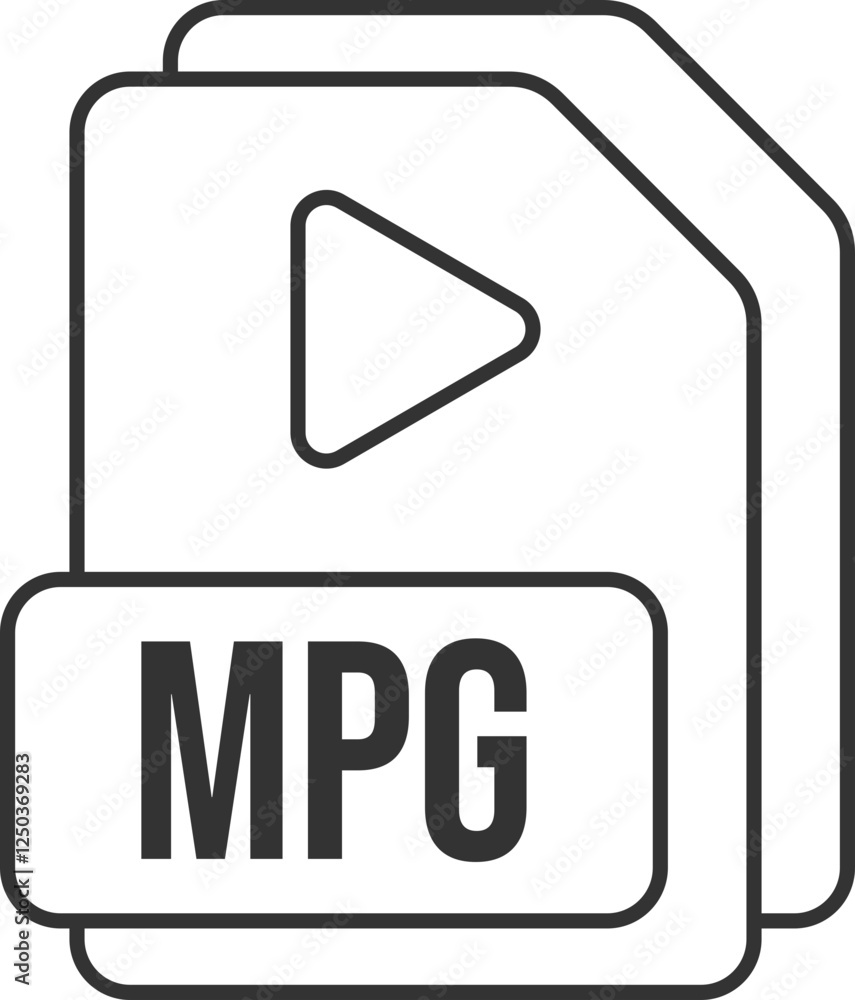 MPG File Format Icon Black Outline