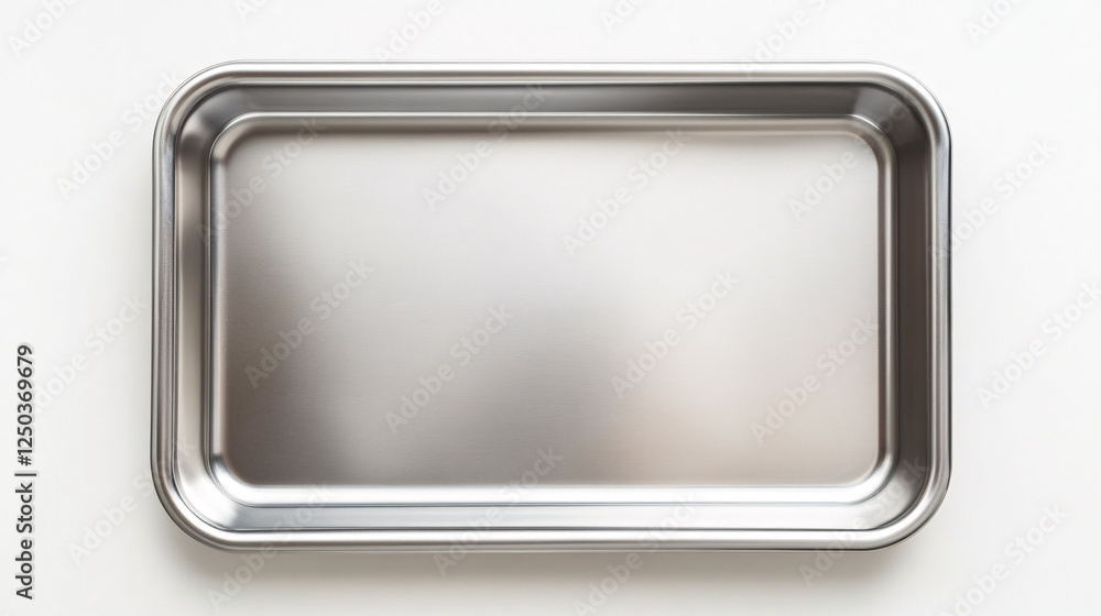 clean stainless steel baking sheet tray on a white background clean stainless steel baking sheet tray on a white background