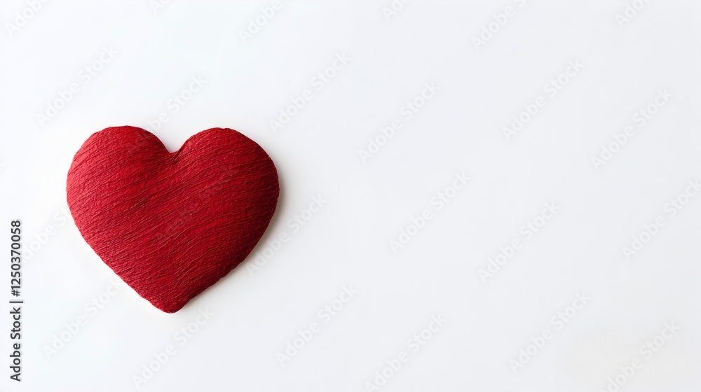 Red Heart Shape Decoration on a White Background Minimalist Style Red Heart Shape Decoration on a White Background Minimalist Style