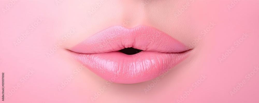 Close-Up of Soft Pink Lips on a Dreamy Pink Background Close-Up of Soft Pink Lips on a Dreamy Pink Background