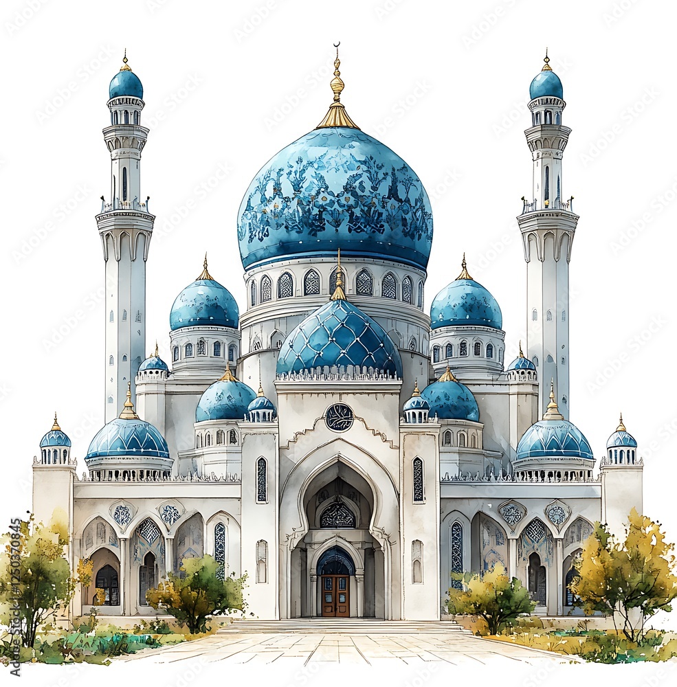 Fototapeta premium Water colour mosque illustration