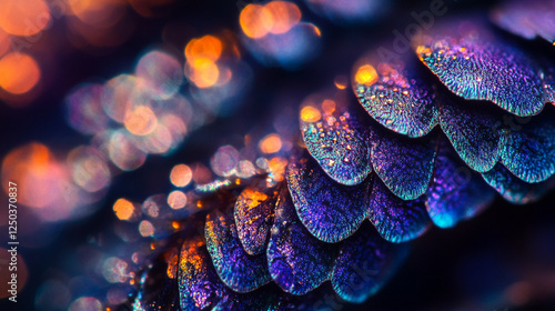 close-up image of natural colorful mushroom fungi with detailed spores photo