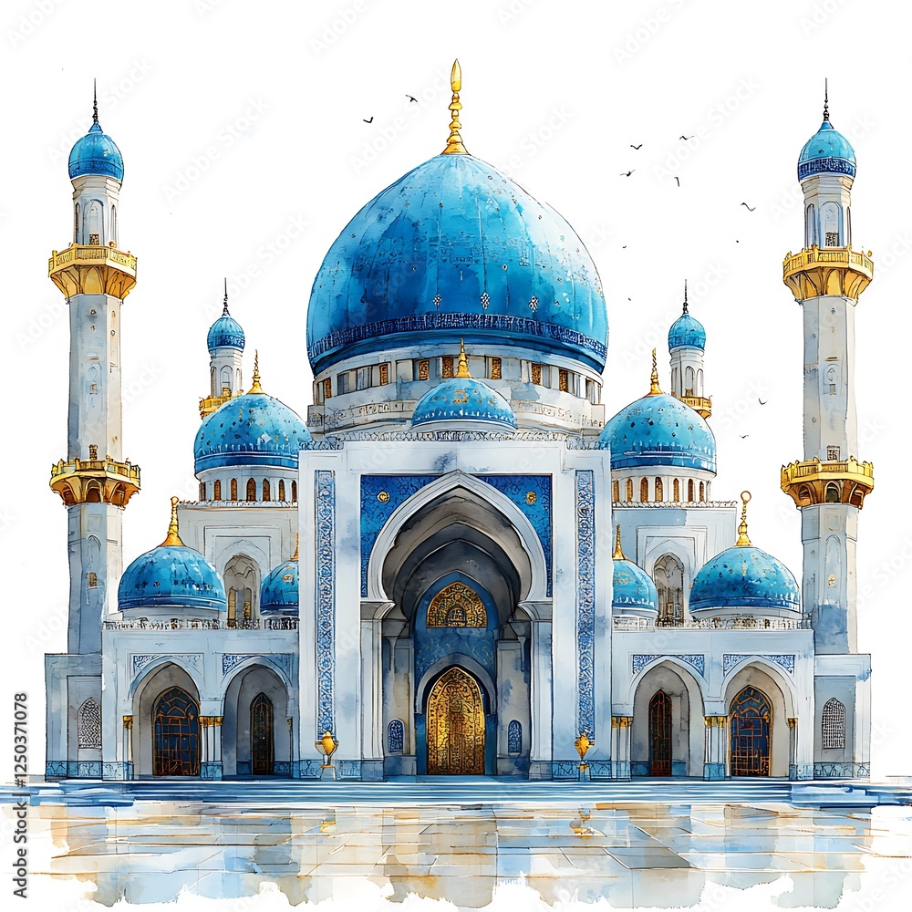 Fototapeta premium Water colour mosque illustration