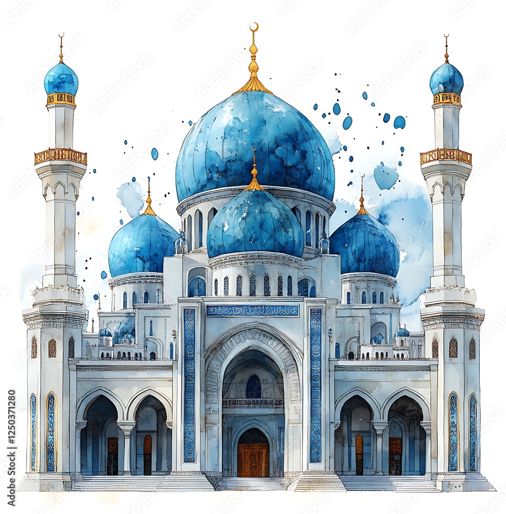 Fototapeta premium Water colour mosque illustration