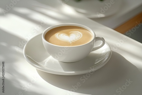 Cafe Latte Heart Art Sunny Table