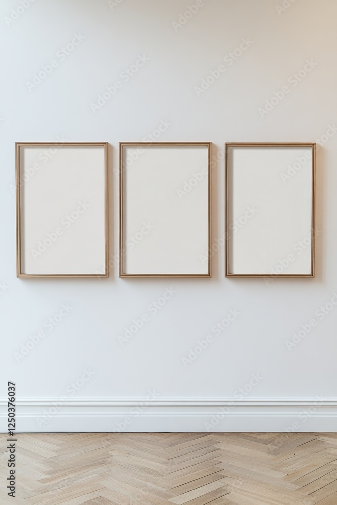 Blank wall with three wooden-framed poster mockups in a minimalist setting. Perfect for interior design inspiration, art displays, and home decor projects. Template ready. Blank wall with three wooden-framed poster mockups in a minimalist setting. Perfect for interior design inspiration, art displays, and home decor projects. Template ready.