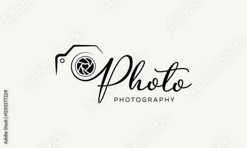 camera logo, modern photography signature logo icon vector