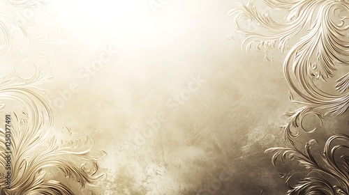 Elegant Gold Filigree Design on Beige Background