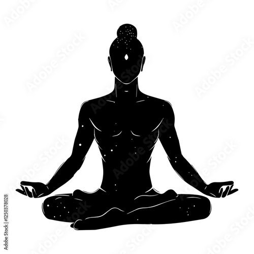 Man meditating in sitting yoga position isolated on white background, vector illustration design.