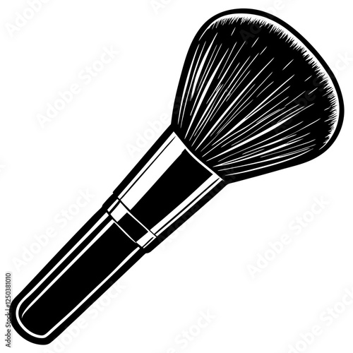 Closeup of face powder brush on white background vector art illustration