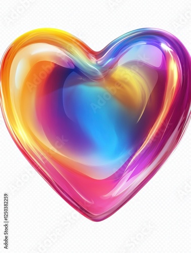 Colorful heart shape jelly isolated on transparent background illustration