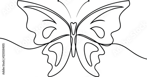 Elegant SingleLine Butterfly Drawing, Nature Art, Minimalist Design