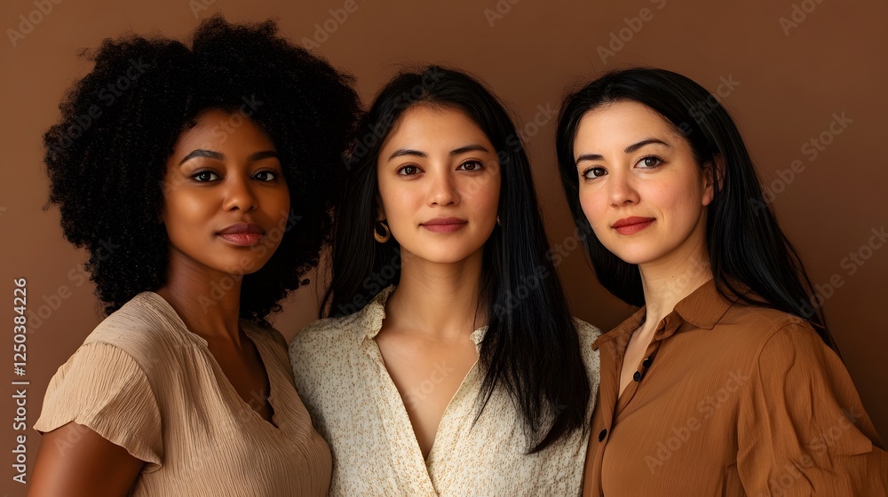 Fototapeta premium Portrait of Three Diverse Women: A Celebration of Beauty and Sisterhood