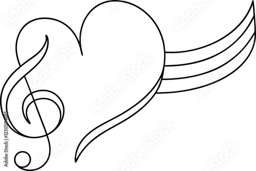 Musical Heartbeat Love Song Treble Clef Melody Notes Rhythm