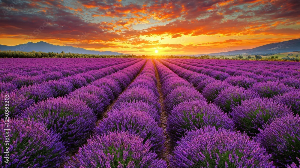 Obraz premium Sunrise over Lavender Field, Provence, France