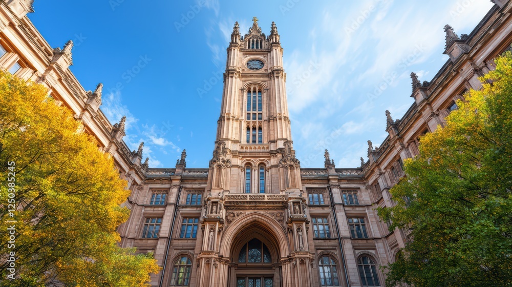Fototapeta premium Stunning Architectural View of Historic Building Against Blue Sky