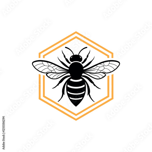 bee silhouette logo vector line art logo design