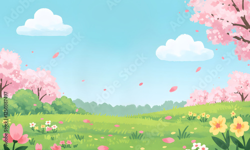 a warm flower field on a spring day