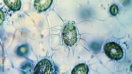 Microorganisms Under a Microscope: A Close - up View of the Miniature Life Forms. Explore the diverse range of these tiny organisms, such as bacteria, protozoa, and fungi, examining their unique shape photo