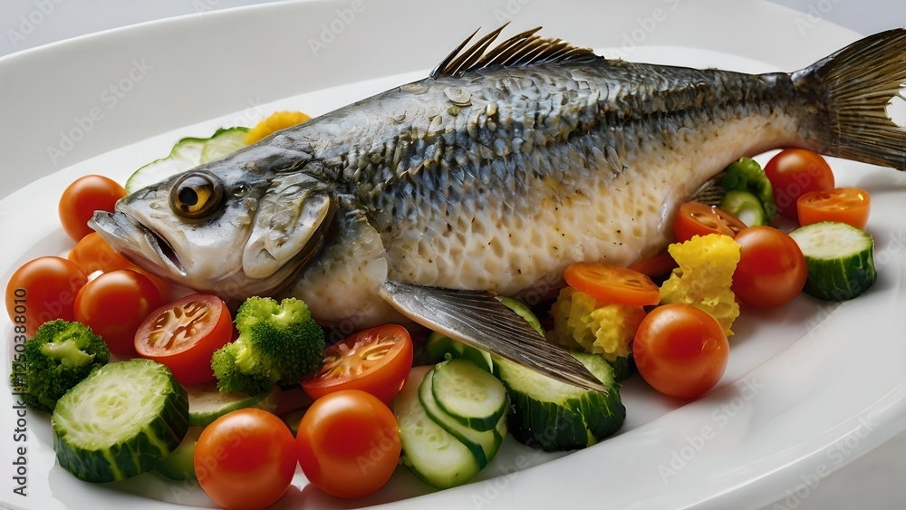Baked Fish with Colorful Mediterranean Vegetables Baked Fish with Colorful Mediterranean Vegetables