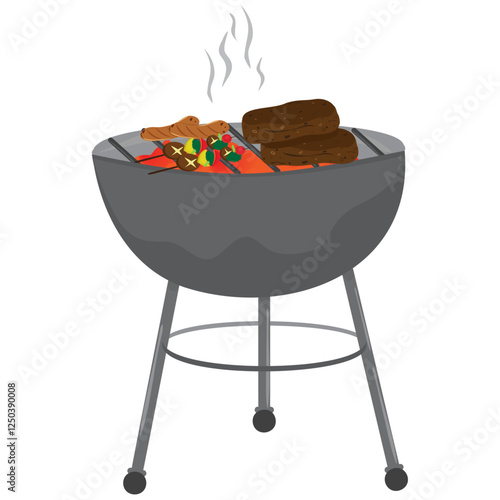 barbecue grill on the grill vector illustration