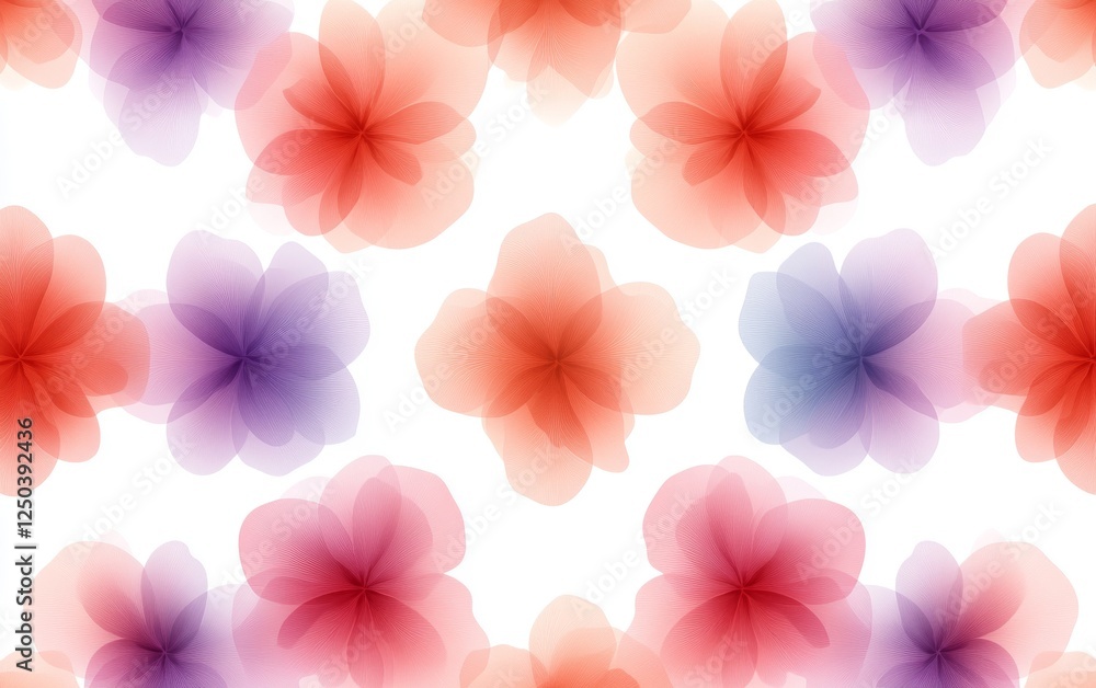 Abstract pastel flowers pattern design, digital art, white background, seamless repeat texture for textile, web, print Abstract pastel flowers pattern design, digital art, white background, seamless repeat texture for textile, web, print