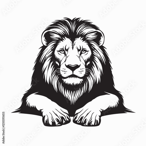 Lion Lying image. Lion Lying Down Stock Illustration on white background.