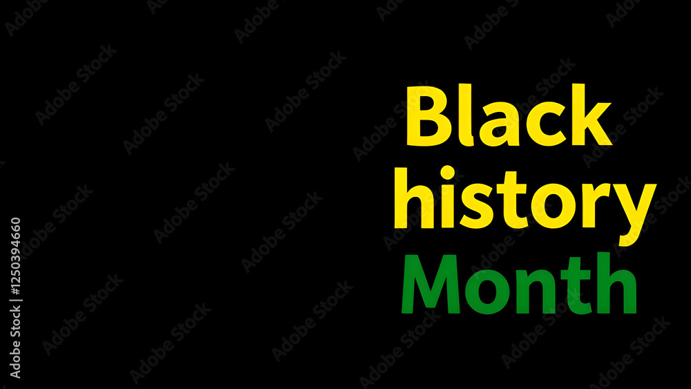 Fototapeta premium Minimal Black History Month Background with Colorful Text in Red, Yellow, Green and Copy Space 