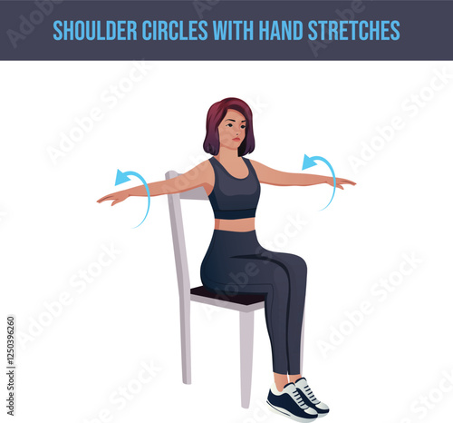 chair exercise,Shoulder Circles With Hand Stretches