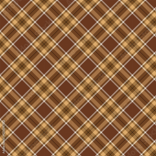 Plaid with twill weave repeat pattern.Gingham seamless pattern in brown.Checkered tartan Geometric graphic vector illustration background design for fabric and print.