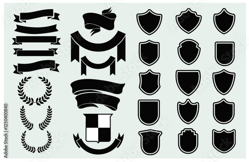 Heraldic Design Elements set bundle