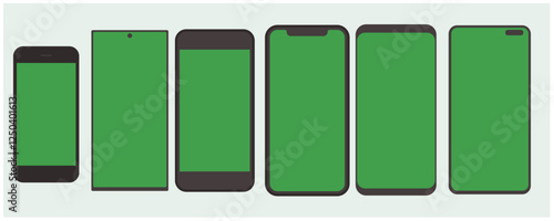 smartphone mockup with blank white screen in realistic, clay, flat vector, line style. mobile phone mockup front view. vector illustration