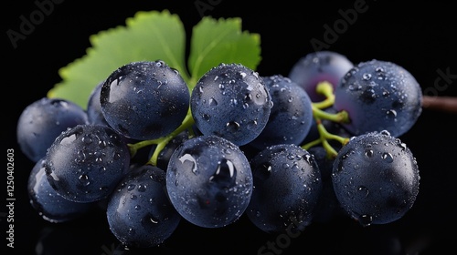 Wallpaper Mural A cluster of fresh, dewy blue grapes on a dark background, showcasing their vibrant color and natural shine. Torontodigital.ca