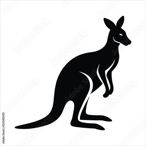 A kangaroo silhouette illustration on white background.