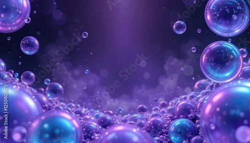 Wallpaper Mural 3D render of multiple translucent, iridescent bubbles floating against a gradient background with copy space, for product, cosmetic concept, and product background Torontodigital.ca