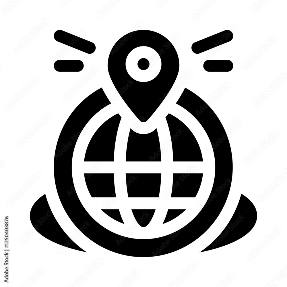 Globe with Location Pins glyph icon Globe with Location Pins glyph icon