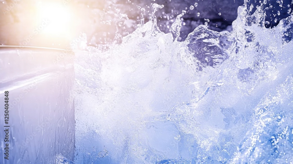 Water splashing dramatically with sunlight in the background. Water splashing dramatically with sunlight in the background.