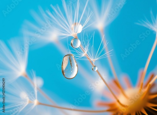 an image of a close up of a dandelion with water droplets, image of a dandelion with water droplets on it photo