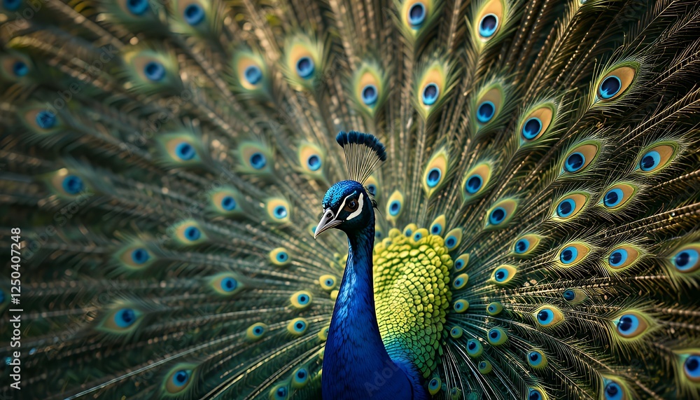Obraz premium Majestic Peacock: A Vibrant Display of iridescent Feathers