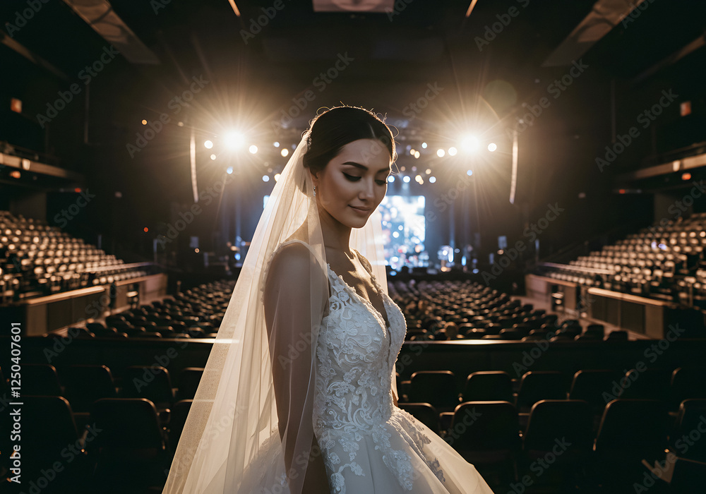 Naklejka premium 신부 결혼 웨딩 드레스 lovely bride wedding dress 
