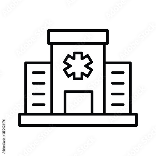 Hospital building icon, medical center, healthcare services and medical treatment facilities.