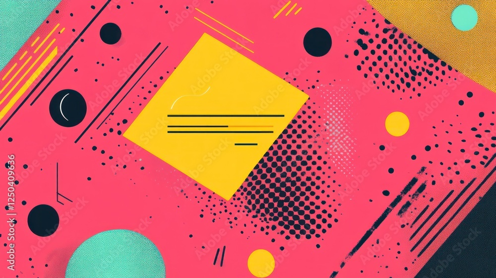 Obraz premium Modern Abstract Geometric Composition with Bold Colors and Dynamic Elements