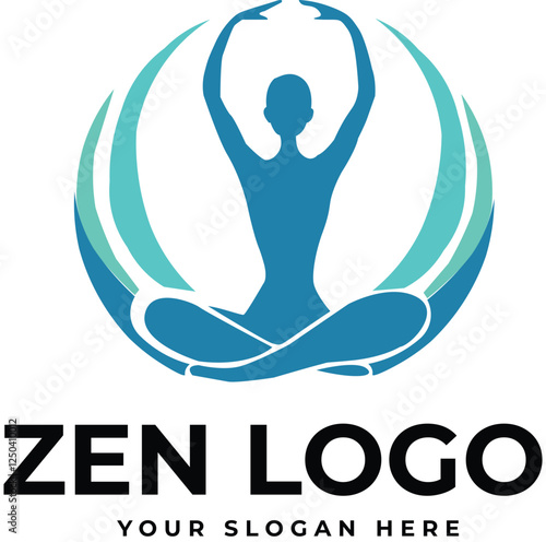Elegant Zen Logo Design Featuring a Peaceful Figure,people logo template, healthy design vector
