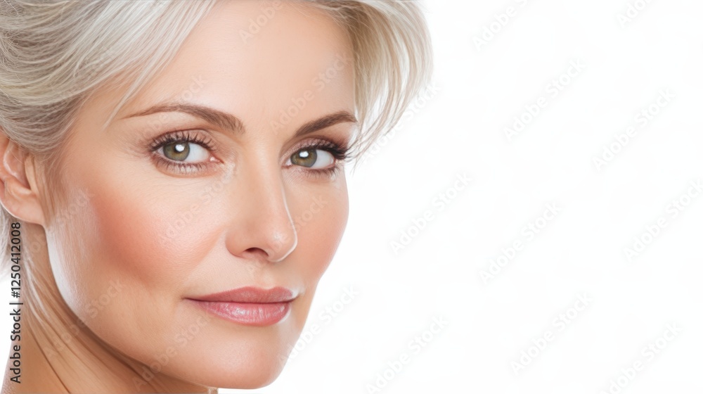 Fototapeta premium Elegant Close-Up of a Confident Mature Woman with Radiant Skin