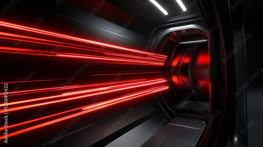 Hyperdrive effect with futuristic neon light trails extending at light speed in space. Hyperdrive effect with futuristic neon light trails extending at light speed in space.